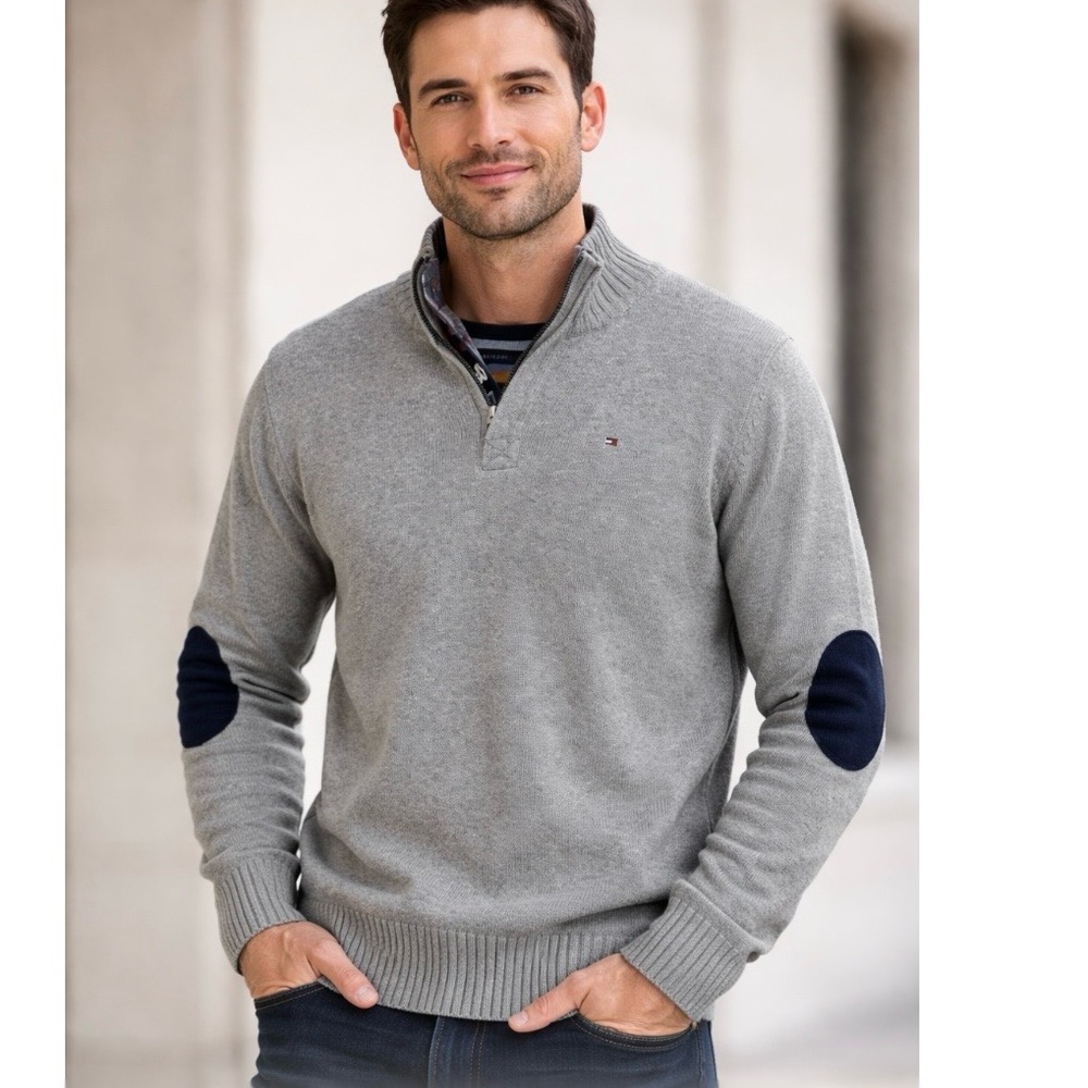 Tommy Hilfiger Gray Zip-Up Sweater